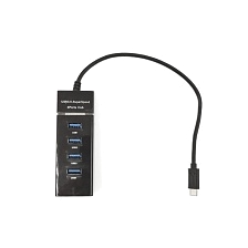 Переходник, хаб концентратор H344T USB Type C на 4 USB 3.0, цвет черный