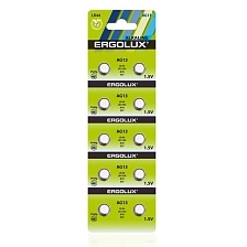 Батарейка ERGOLUX AG13 (LR44 / LR1154 / A76 / 357) BL10 Alkaline 1.5V