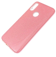 Чехол накладка для XIAOMI REDMI 7, силикон, блёстки, цвет коралловый.