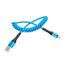 USB Дата-кабель "XB X13" micro USB силиконовый 1 метр, витой, цвет голубой, оранжевые контакты.