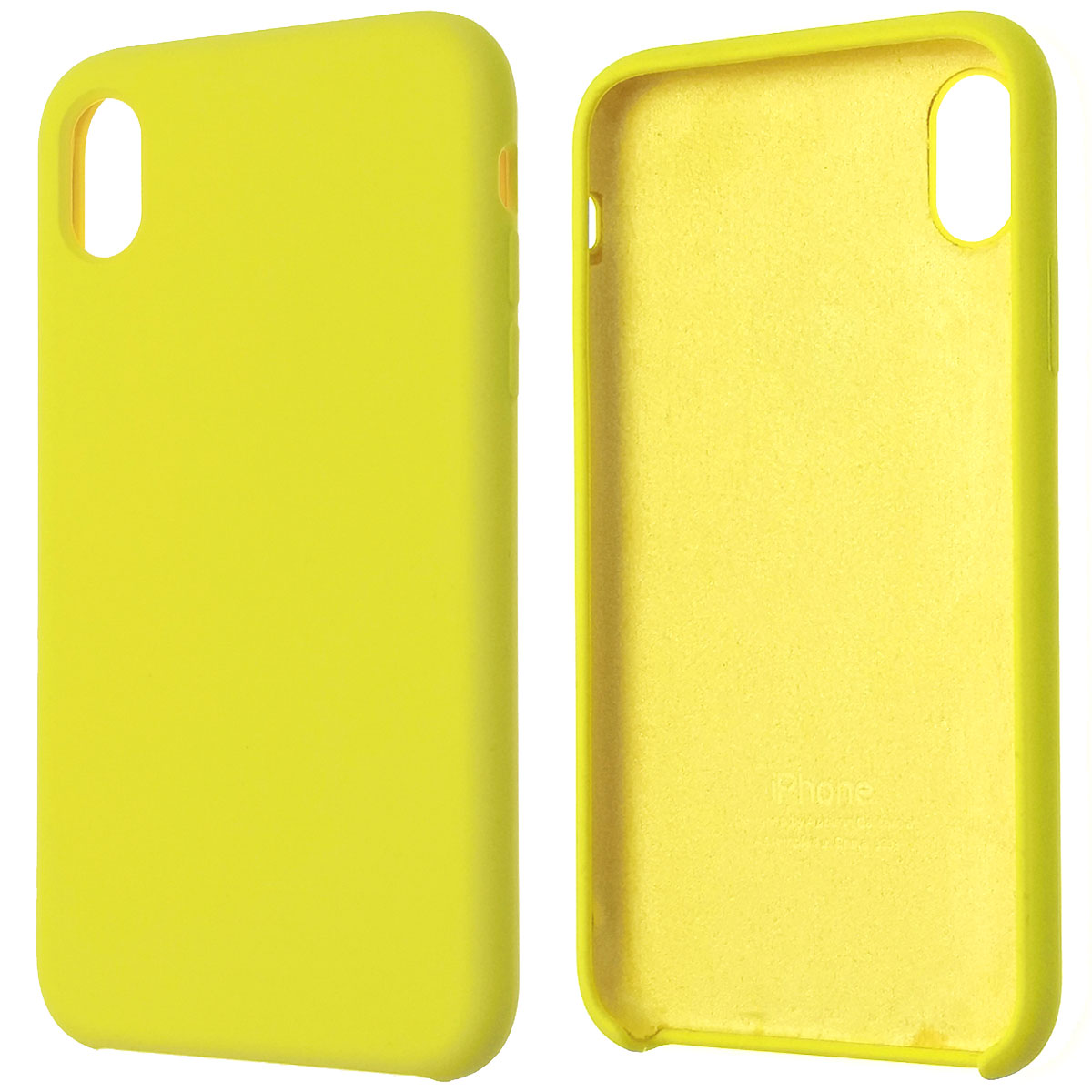 Чехол накладка Silicon Case для APPLE iPhone XR, силикон, бархат, цвет ярко желтый.