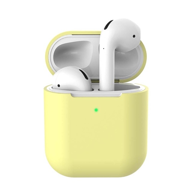 Чехол Silicon Case Slim для беспроводных наушников APPLE AirPods 1, AirPods 2, силикон, цвет желтый.