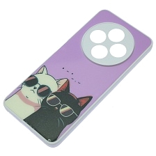 Чехол накладка для XIAOMI Redmi 14C, POCO C75 пластик, силикон, защита камеры, рисунок Котята в очках
