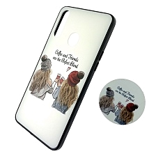 Чехол накладка для SAMSUNG Galaxy A20s (SM-A207), силикон, фактурный глянец, с поп сокетом, рисунок Coffee.