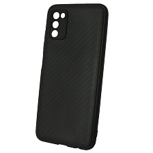 Чехол накладка для SAMSUNG Galaxy A03s (SM-A037F), силикон, карбон, цвет черный