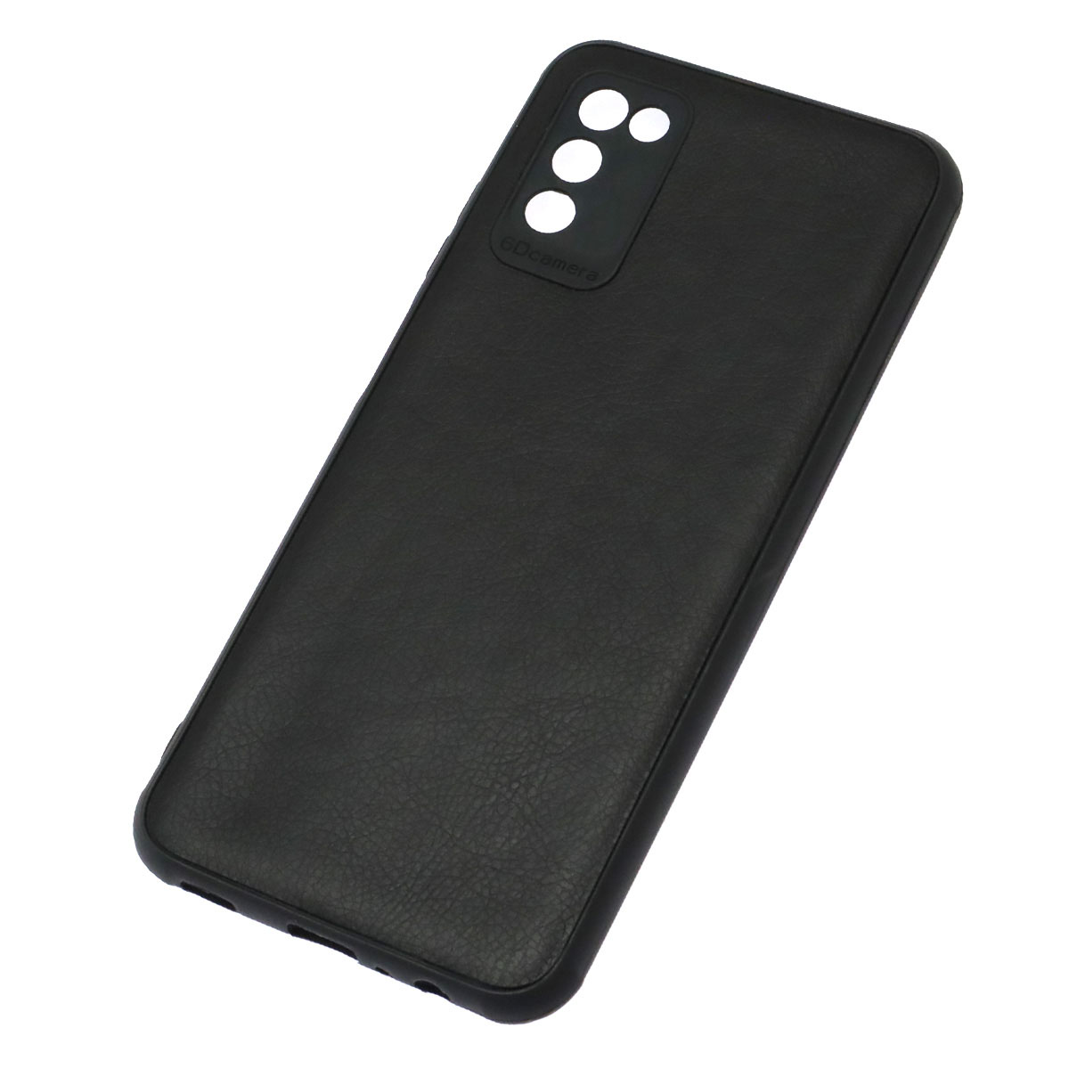Чехол накладка для SAMSUNG Galaxy A03s (SM-A037F) 164мм, силикон, текстура кожи, цвет черный