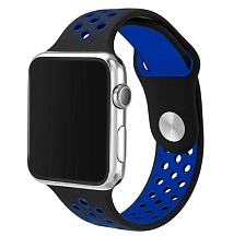 Ремешок для Apple Watch спортивный "Nike", размер 40 mm, цвет чёрный - синий.