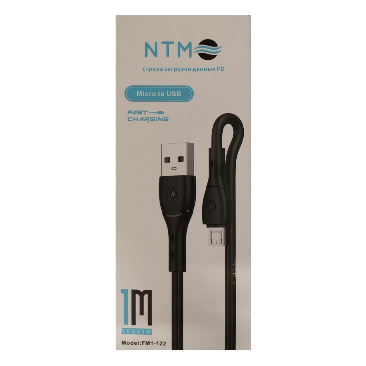 Кабель NTM FM1-122 Micro USB, длина 1 метр, цвет черный