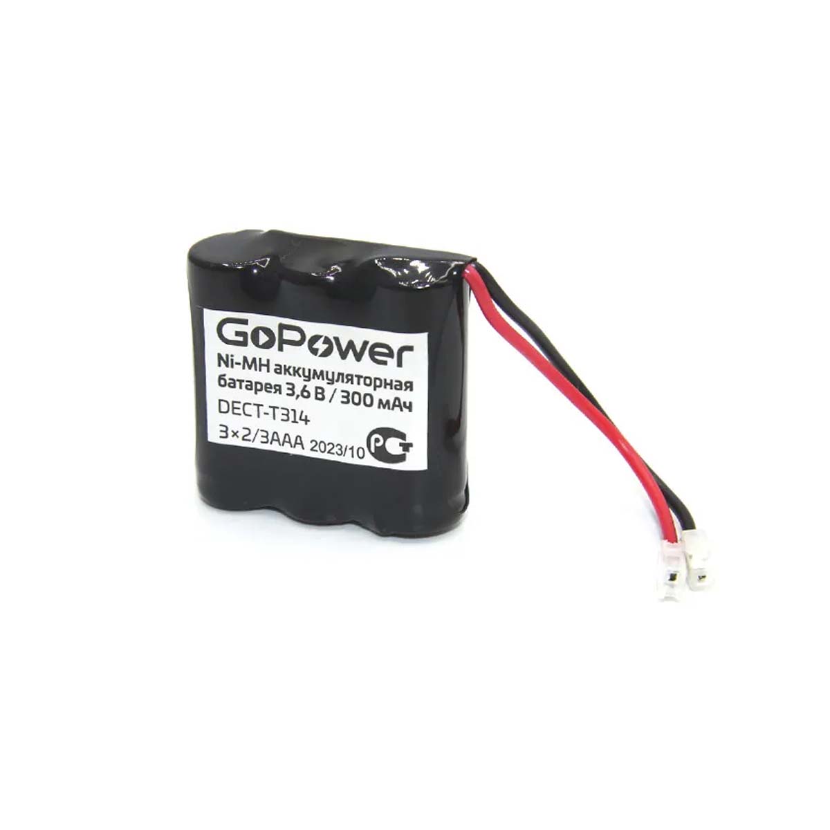АКБ (Аккумулятор) GoPower DECT-T314 для радиотелефонов, 3.6В 300мАч, цвет черный