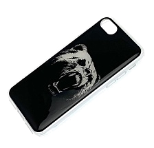 Чехол накладка для APPLE iPhone 7, 8, силикон, рисунок Рычащий медведь.