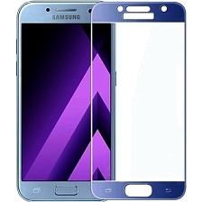 Защитное стекло 4D для SAMSUNG Galaxy A3 (2017) SM-A320 синий кант Monarch.