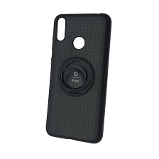 Чехол накладка iFace для HUAWEI Honor 8C (BKK-L21), силикон, металл, кольцо держатель, цвет черный.