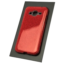 Чехол накладка Shine для SAMSUNG Galaxy J3 2016 (SM-J310), силикон, блестки, цвет красный