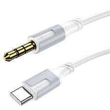 Аудио кабель, переходник BOROFONE BL19 AUX (Jack 3.5 мм) на USB Type C, длина 1 метр, цвет белый