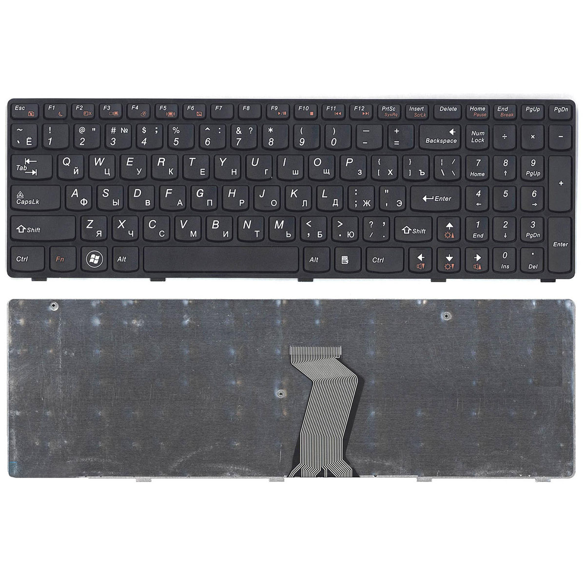Клавиатура для ноутбука LENOVO G580, V580, Z580, с черной рамкой, цвет черный