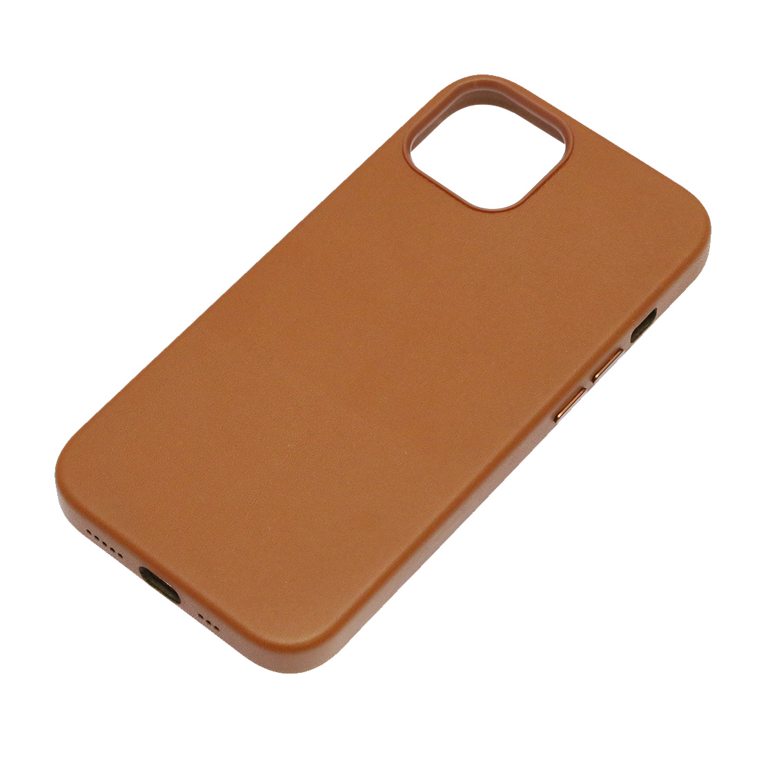 Чехол накладка Leather Case с поддержкой MagSafe для APPLE iPhone 13, силикон, бархат, экокожа, цвет коричневый