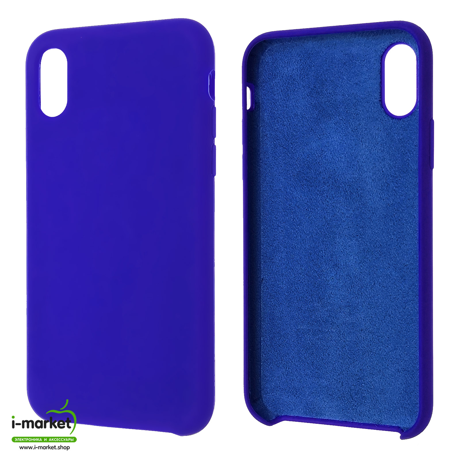 Чехол накладка Silicon Case для APPLE iPhone X, iPhone XS, силикон, бархат, цвет ярко синий