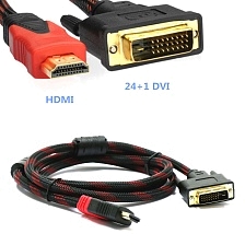 Кабель HDMI - DVI-D, длина 3.0 метра, в нейлоновой армированной оплетке, цвет черно-красный