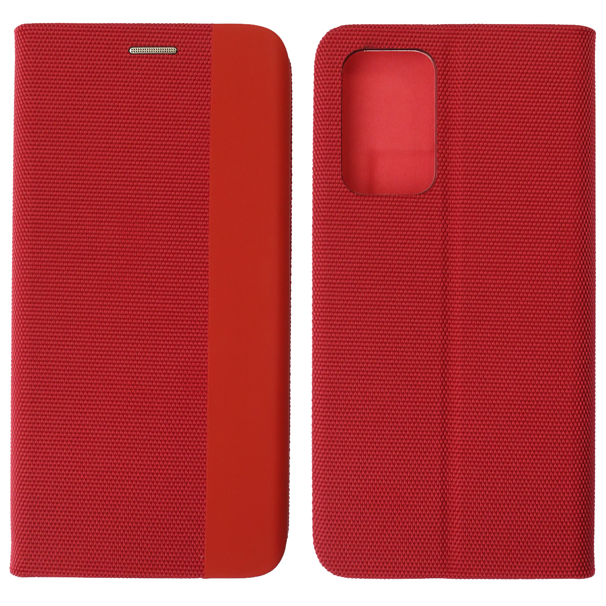 Чехол книжка MESH для SAMSUNG Galaxy A52 (SM-A525), текстиль, силикон, бархат, визитница, цвет красный
