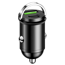 АЗУ (Автомобильное зарядное устройство) PD04, 3A, 30W, 1 USB, 1 Type-C, цвет черный