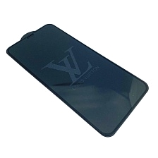 Защитное стекло "9D" GLASS FULL GLUE для APPLE iPhone XS MAX (6.5"), с рисунком лого LOUIS VUITTON цвет канта черный.