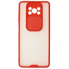 Чехол накладка LIFE TIME для XIAOMI POCO X3, POCO X3 Pro, силикон, пластик, матовый, со шторкой для защиты задней камеры, цвет окантовки красный