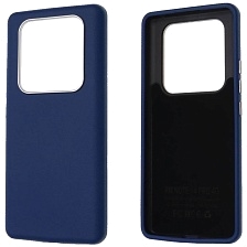 Чехол накладка для XIAOMI Redmi Note 14 Pro 4G, силикон, пластик, текстура кожи, бархат, цвет темно синий