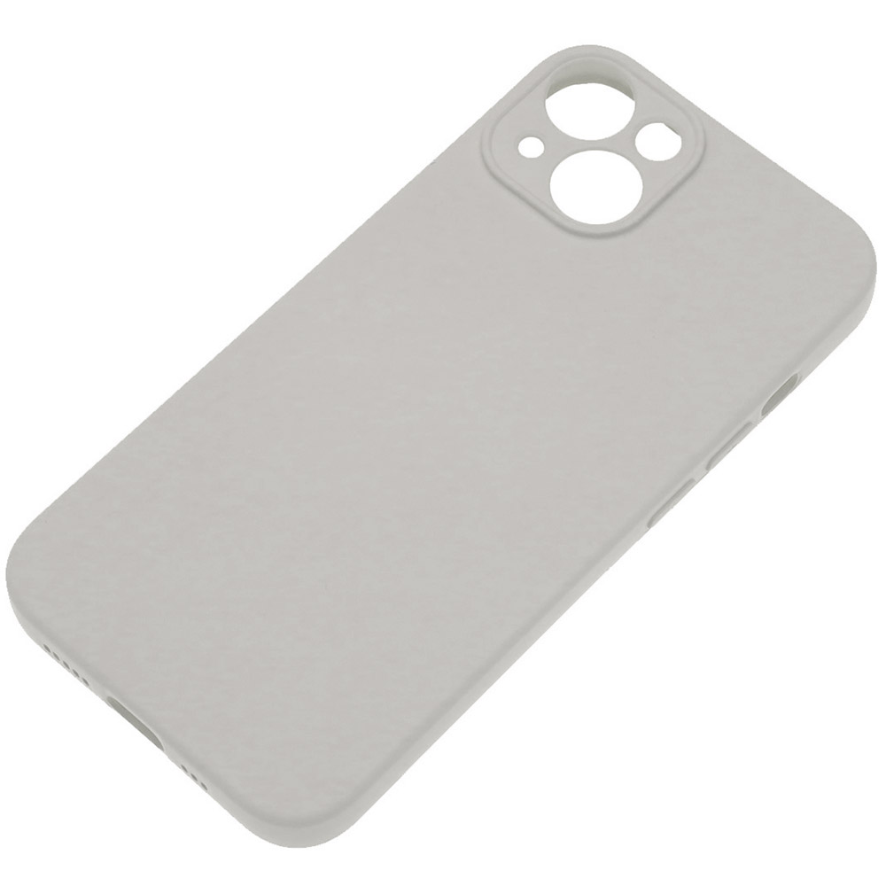 Чехол накладка Silicone Case для APPLE iPhone 14, защита камеры, силикон, бархат, цвет светло серый