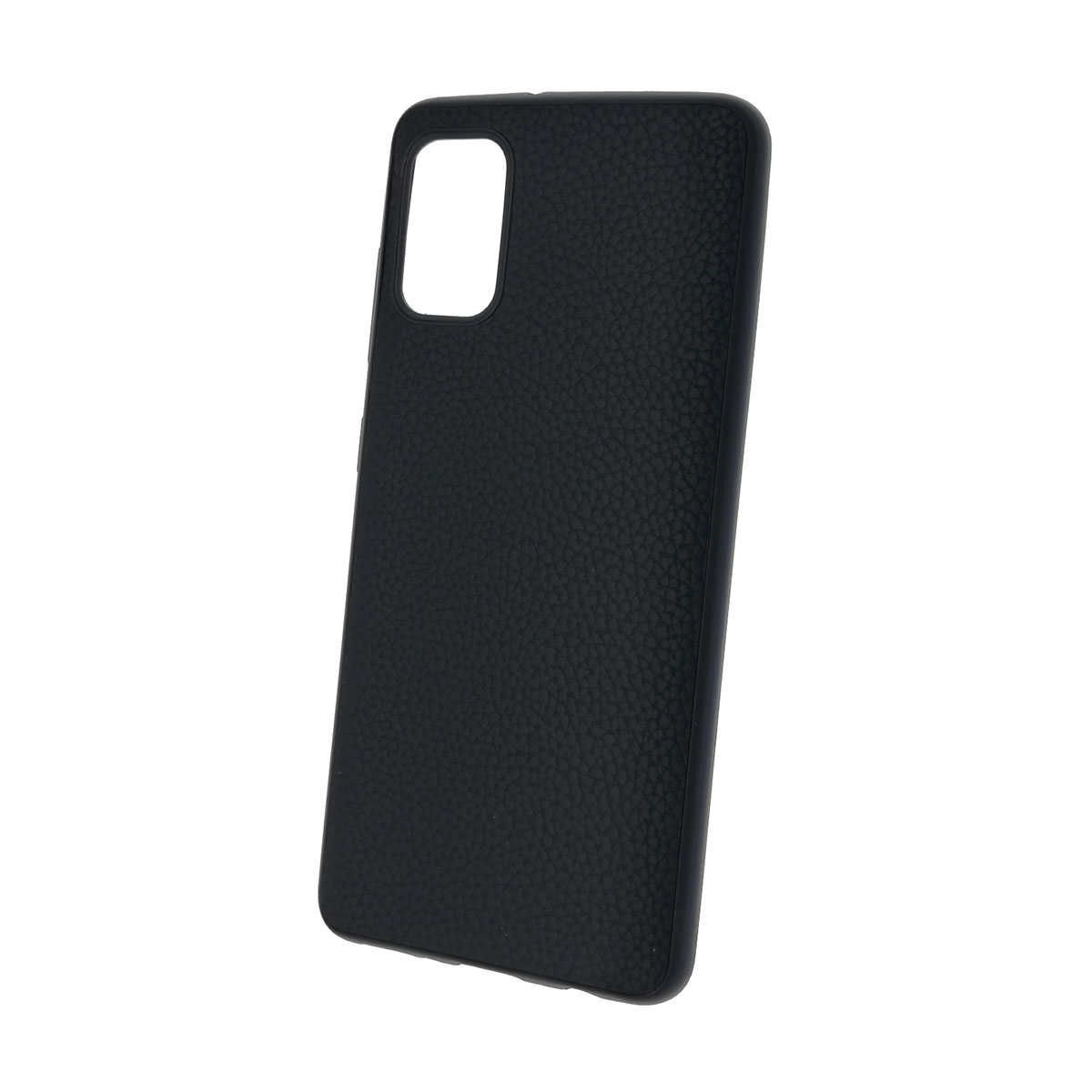 Чехол накладка для SAMSUNG Galaxy A41 (SM-A415), силикон, под кожу, цвет черный.