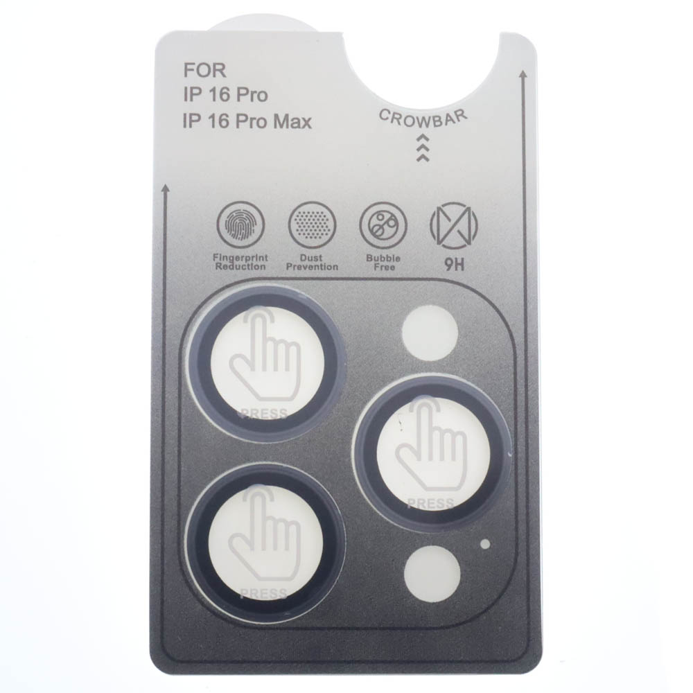 Защитное стекло LENS SHIELD для камеры APPLE iPhone 16 Pro, iPhone 16 Pro Max, комплект из 3 штук, цвет окантовки черный