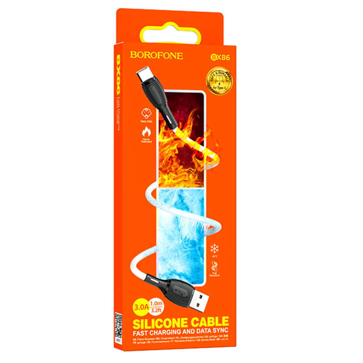 Кабель BOROFONE BX86 Advantage USB Type C, 3А, длина 1 метр, цвет черный