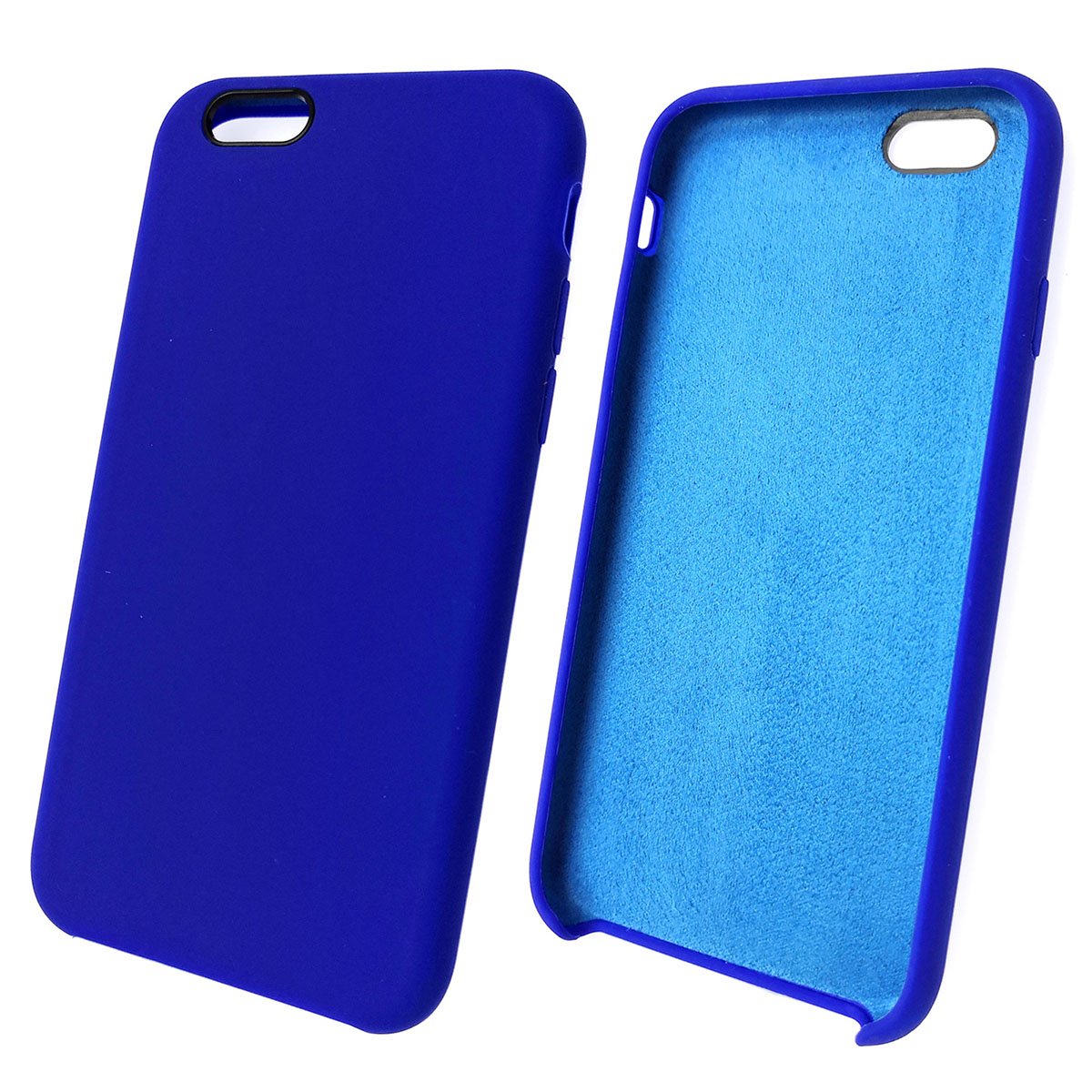 Чехол накладка Silicon Case для APPLE iPhone 6, 6G, 6S, силикон, бархат, цвет ярко синий.