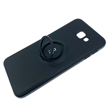 Чехол накладка iFace для SAMSUNG J4 Core (SM-J410), силикон, металл, кольцо держатель, цвет черный.