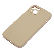 Чехол накладка Silicone Case для APPLE iPhone 13, L-ogo, защита камеры, силикон, бархат, цвет розовый песок