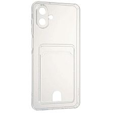 Чехол накладка CARD CASE для SAMSUNG Galaxy A07, силикон, защита камеры, отдел для карт, прозрачный
