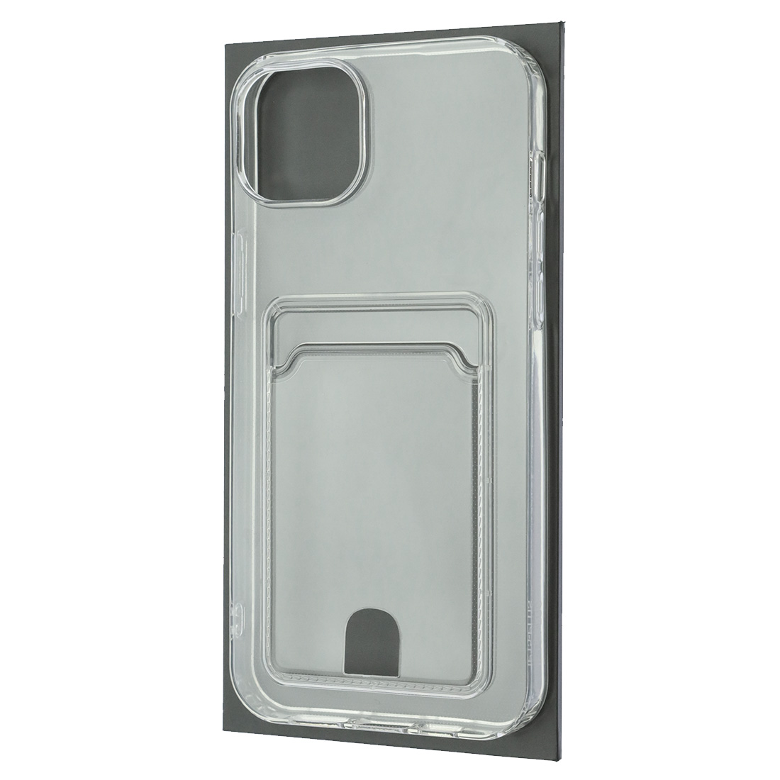 Чехол накладка CARD CASE для APPLE iPhone 15 Plus (6.7"), силикон, отдел для карт, цвет прозрачный