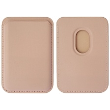 Чехол картхолдер Leather Wallet MagSafe на смартфон APPLE для банковских карт, экокожа, цвет розовый