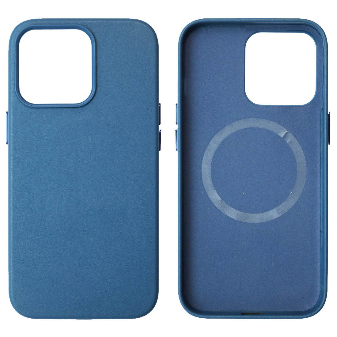 Чехол накладка Leather Case с поддержкой MagSafe для APPLE iPhone 13 Pro, силикон, бархат, экокожа, цвет синий