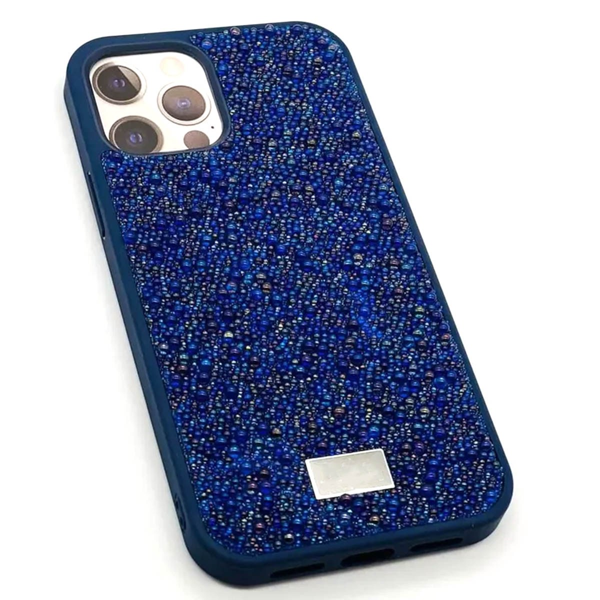 Чехол накладка для APPLE iPhone 12 Pro Max (6.7"), стразы, цвет синий
