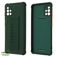 Чехол накладка LADDER NANO для SAMSUNG Galaxy A51 (SM-A515), M40s (SM-405), силикон, держатель, цвет темно зеленый