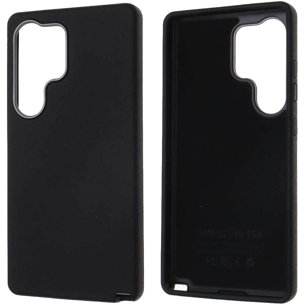 Чехол накладка для SAMSUNG Galaxy S25 Ultra, силикон, пластик, текстура кожи, цвет черный