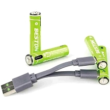 Аккумулятор с входом Type-C BESTON AAA, BL4, 660 mAh 1.5 V, кабель USB на 2 Type-C (Продажа комплектом)