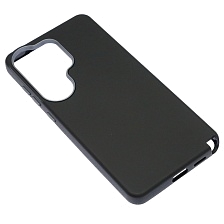 Чехол накладка VICTORIA для SAMSUNG Galaxy S26 Ultra, силикон, пластик, текстура кожи, бархат, цвет черный
