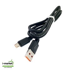 USB Дата кабель A88 для заряда и синхронизации, тип Micro-USB, в армированной под кожу оболочке, длина 1 метр, цвет черный.