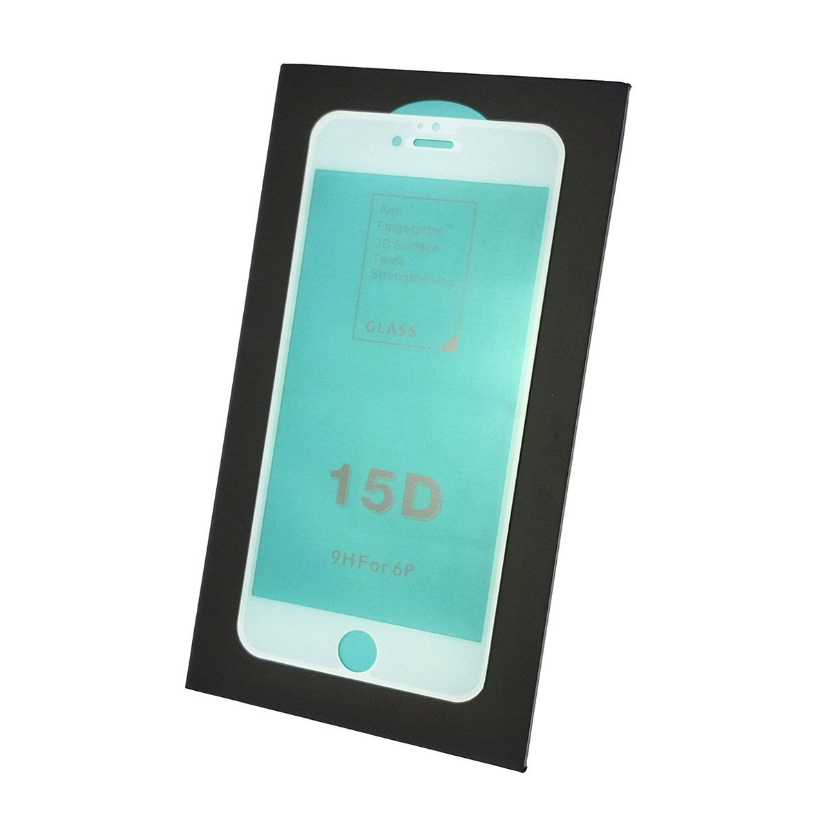 Защитное стекло 15D для APPLE iPhone 6, 6G, 6S Plus, цвет окантовки белый.