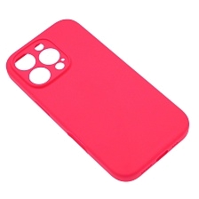 Чехол накладка Silicone Case для APPLE iPhone 16 Pro, L-ogo, защита камеры, силикон, бархат, цвет фуксия