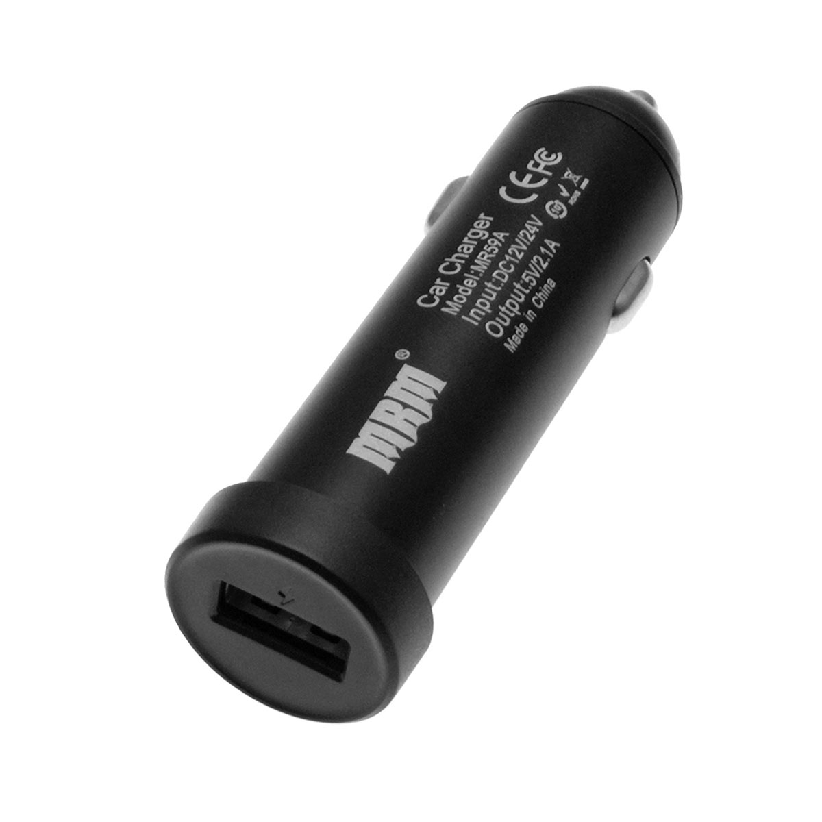 АЗУ (автомобильное зарядное устройство) MRM MR59A на 1 USB, 5V-2.1A, алюминиевый корпус, тех.пакет, цвет черный.