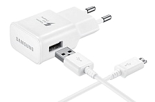 АЗУ (Автомобильное зарядное устройство) SAMSUNG 2 в 1 Fast charge 2mAh (1USB) + кабель Micro USB, бе.