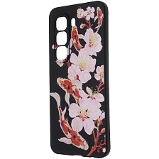 Чехол накладка для INFINIX HOT 50 Pro 4G, защита камеры, рисунок Сакура с рыбками