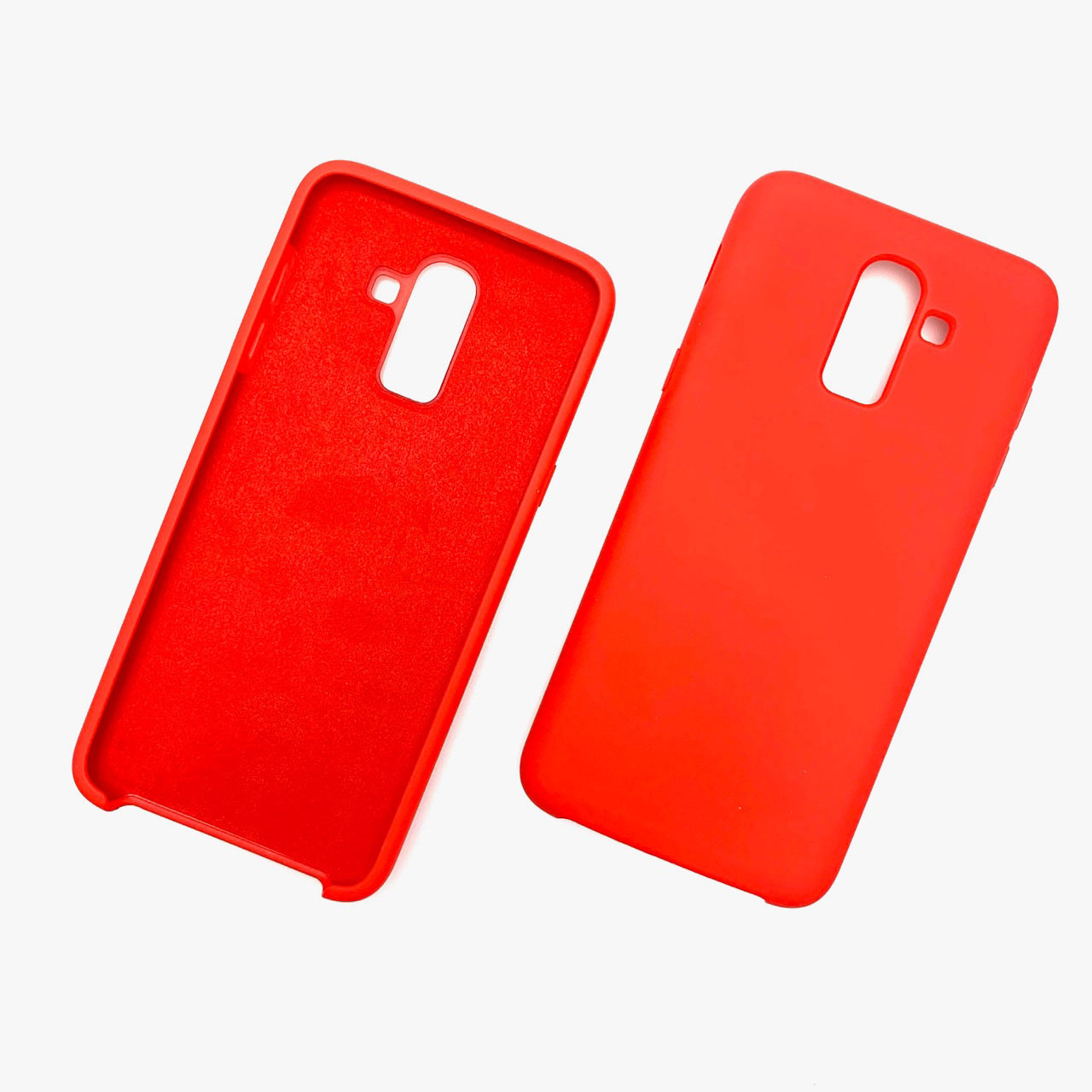 Чехол накладка Silicon Cover для SAMSUNG Galaxy J8 (SM-J800F), силикон, бархат, цвет красный.
